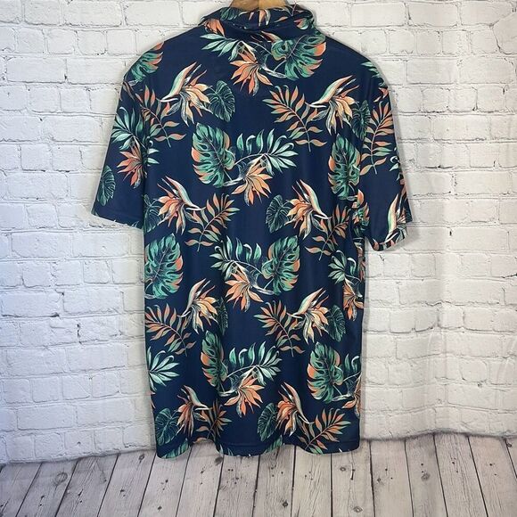 Izod Golf Mens Hawaiian Leaf All over Print Golf Polo size L Large - Picture 4 of 6